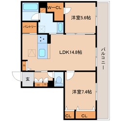 二上駅 徒歩3分 3階の物件間取画像